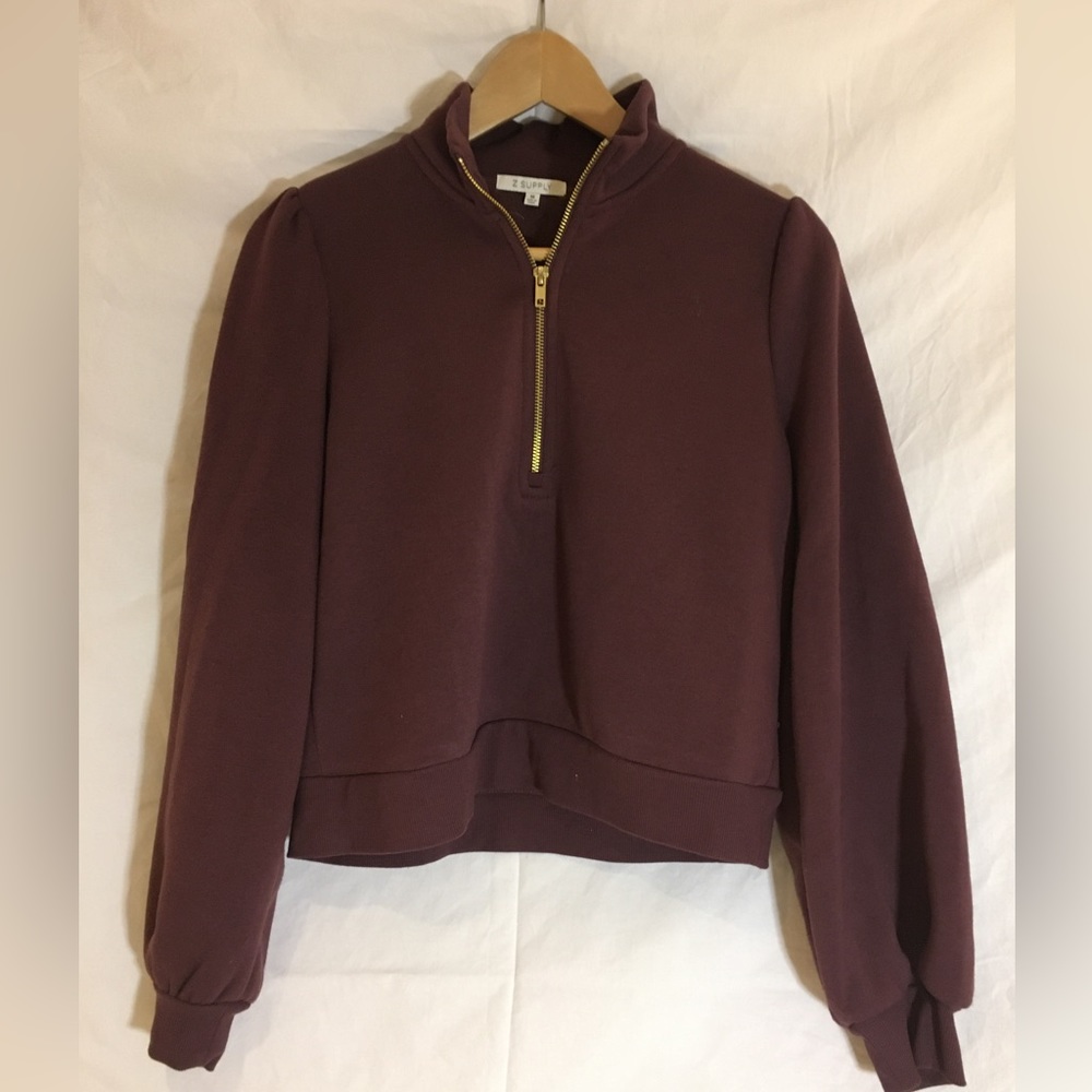 Balloon Sleeve Quarter Zip by Zsupply - Picture 1 of 5